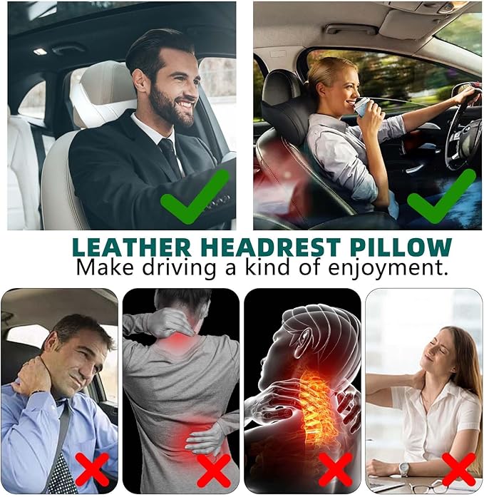 Car Neck Pillow for Tesla Model 3 Model Y Model S Model X Cybertruck and Most Cars, Memory Foam Ergonomic Design Seat Neck Support Headrest, 2 Pieces, White