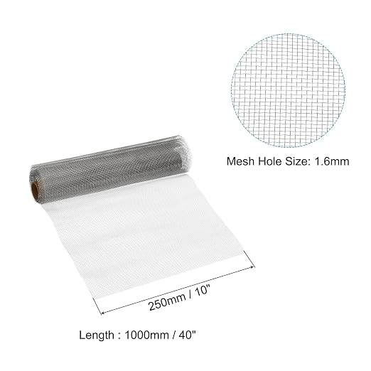 PATIKIL 40" L x 10" W Woven Wire Mesh, 14 Mesh 316L Stainless Steel Air Vent
