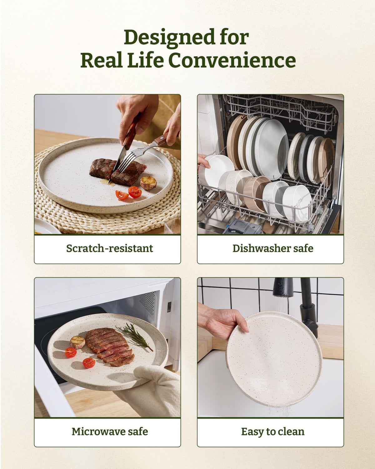 Famiware Nebula Plates and Bowls, 18-Piece Dinnerware Set, White