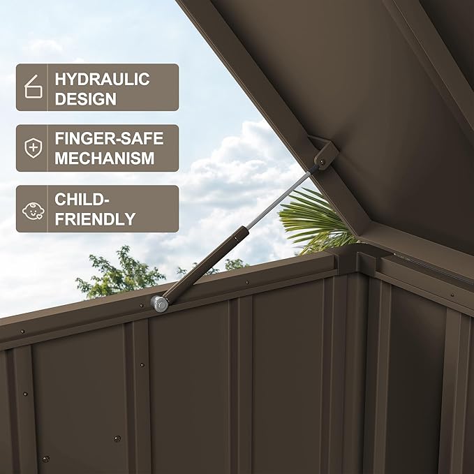 PURPLE LEAF Outdoor Deck Box 160 Gallon Waterproof Lockable Storage Box Container with Lid Deck Organization for Patio Cushions Side Table Pool Accessories Garden Tools, Brown
