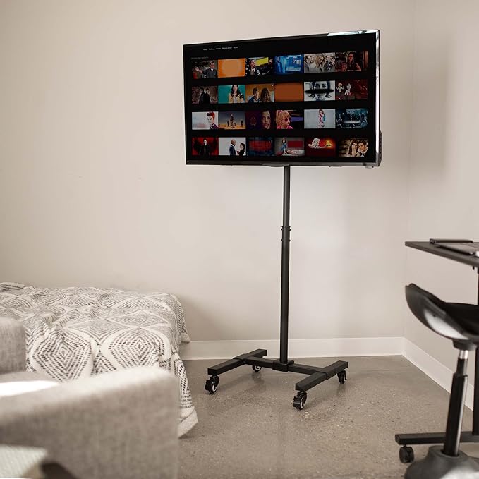 VIVO Mobile TV Display Stand for 13 to 42 inch LED LCD Flat Panel Screens, Rolling Floor Stand Height Adjustable Mount with Wheels STAND-TV07W