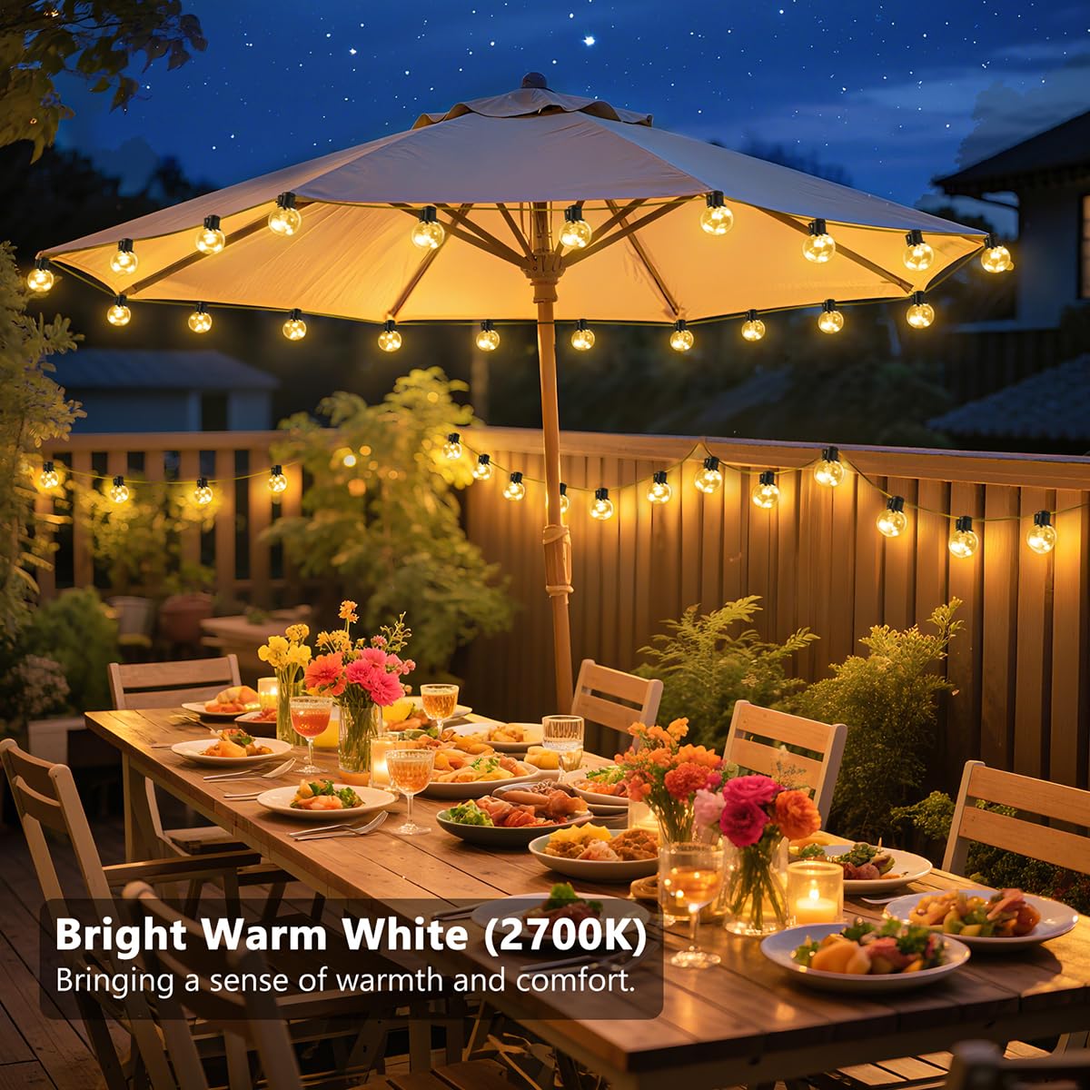 KepStars Outdoor String Lights Plug in, 25ft 20 LED Bulbs Hanging Patio Lights Dimmable with Timer & Remote, Globe Bulb Shatterproof & Waterproof for Outdoor Indoor Backyard Balcony Decor - Warm White