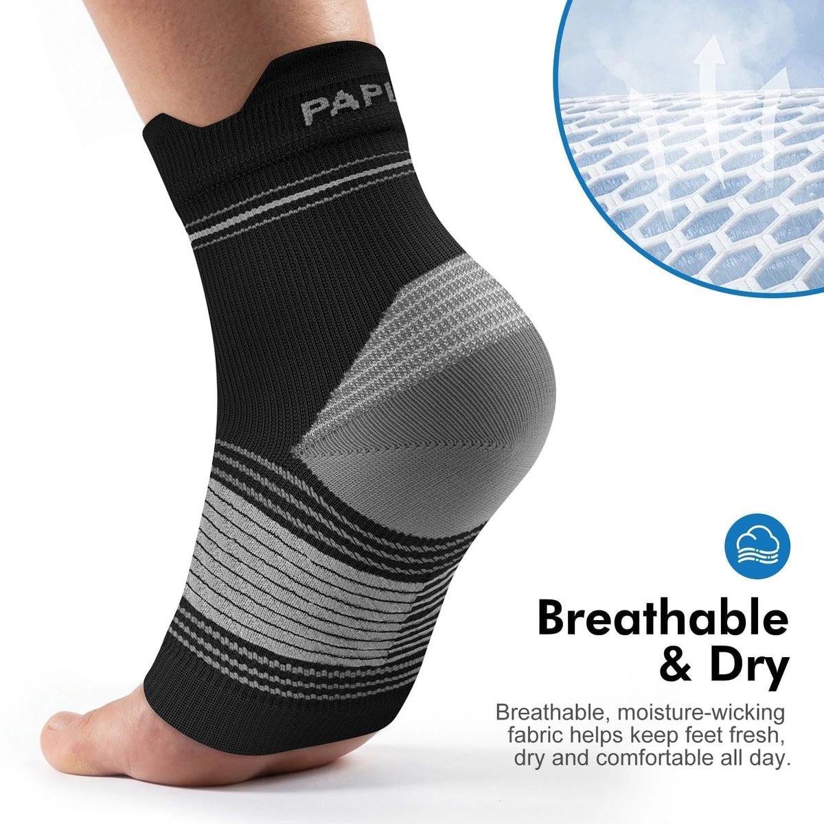 6 Pairs Plantar Fasciitis Socks for Men & Women, Ankle Brace Compression Socks with Arch Support for Achilles Tendonitis, Heel Pain, Swelling & Arthritis Relief, Black, XX-Large