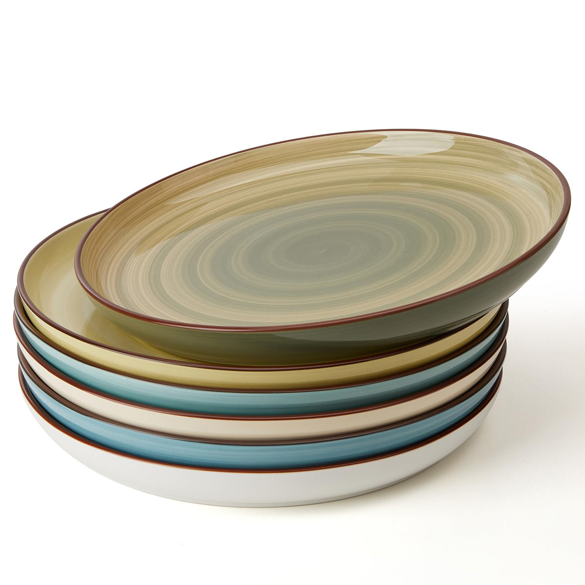 Sweese 7.4 Inch Porcelain Dessert Plates - Round Salad, Appetizer Plate Set for Kitchen, Small, Dishwasher Microwave Safe, Set of 6, Neutral