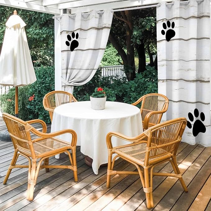 Wood Grain Outdoor Curtains for Patio Claws Animals Wooden White Waterproof