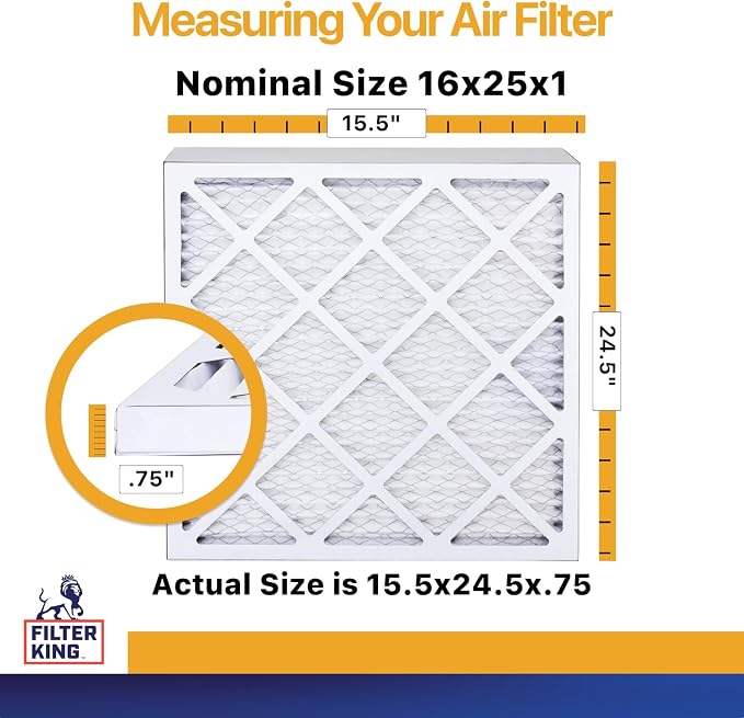Filter King 16x25x1 Air Filter | 4-PACK | MERV 13 HVAC Pleated A/C Furnace