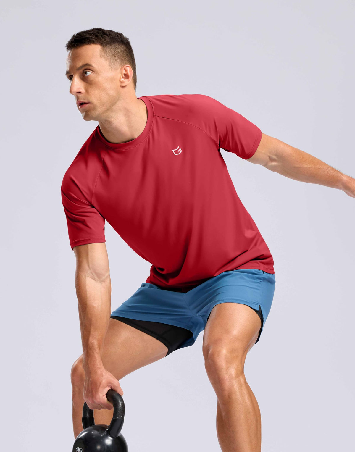 Men's Athletic Workout T-Shirts Moisture Wicking Cooling Running Shirts Short Sleeve Performance Tee for Gym Tennis(Red,3XL)