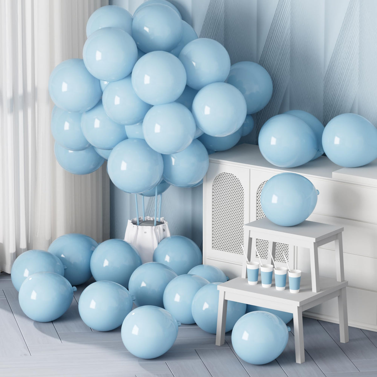 DECOCKRAT White Latex Balloons Kit - 68PCS Party Balloons, 12'' Helium Balloon Set with Ribbon, Perfect for DIY, Birthday, Baby Shower, Wedding, Anniversary & Holiday Decoration