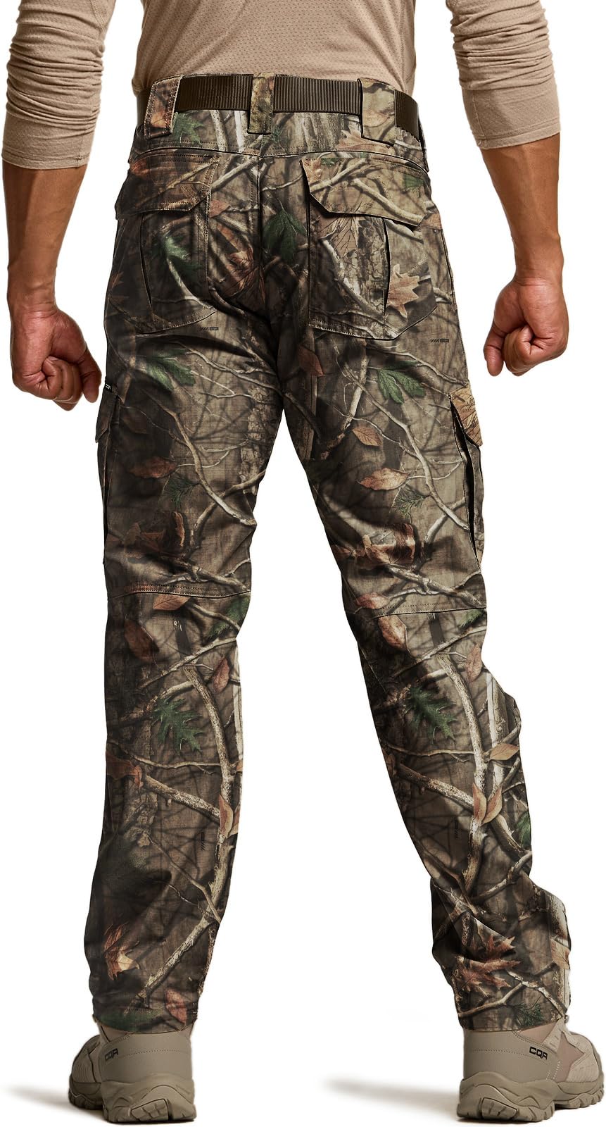 CQR Men's Tactical Pants, Water Resistant Ripstop Cargo Pants, Lightweight EDC Work Hiking Pants, Outdoor Apparel, Duratex Mag Pocket Print Hunting Camo, 34W x 34L
