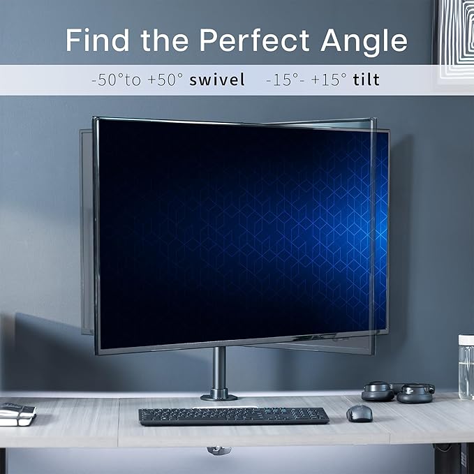 VIVO Ultra Wide Screen TV and Monitor Desk Mount, Adjustable Height and Tilt Stand for Screens up to 42 inches, Black, STAND-V101C