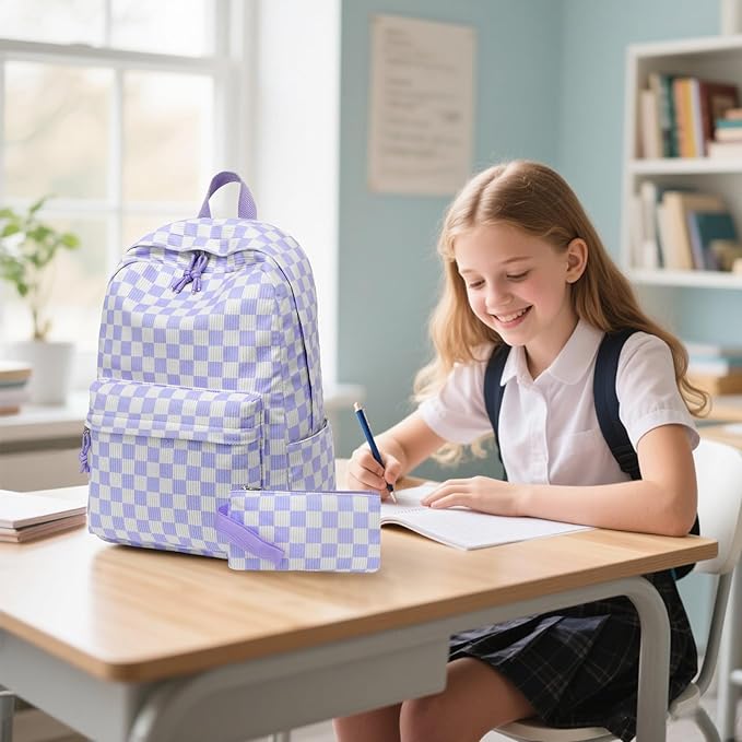 Bluboon School Backpack Set Girls Womens Laptop Bookbag Casual Daypack Fits 15 inch Laptop with Lunch Tote Bag and Pencil Bag