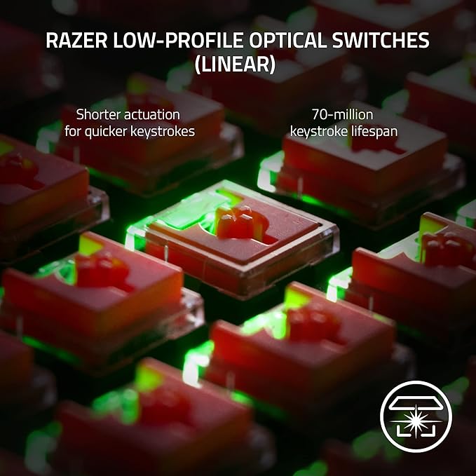 Razer DeathStalker V2 Pro Wireless TKL Optical Linear Switch Gaming Keyboard with Low-Profile Design Chroma RGB, Bluetooth Keyboard for Mac or Windows PC Gaming Computers - White (Renewed)