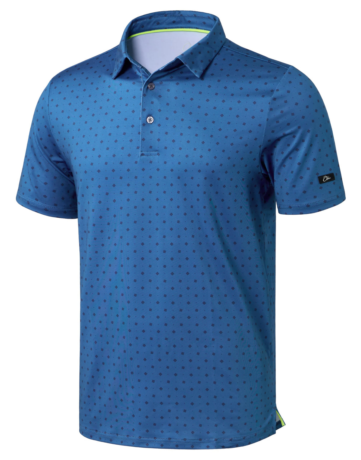 Obla Mens Golf Polo Shirts Short Sleeve Dry Fit Performance Moisture Wicking Casual Print Collared Golf Shirts for Men(Blue Circle_XL)