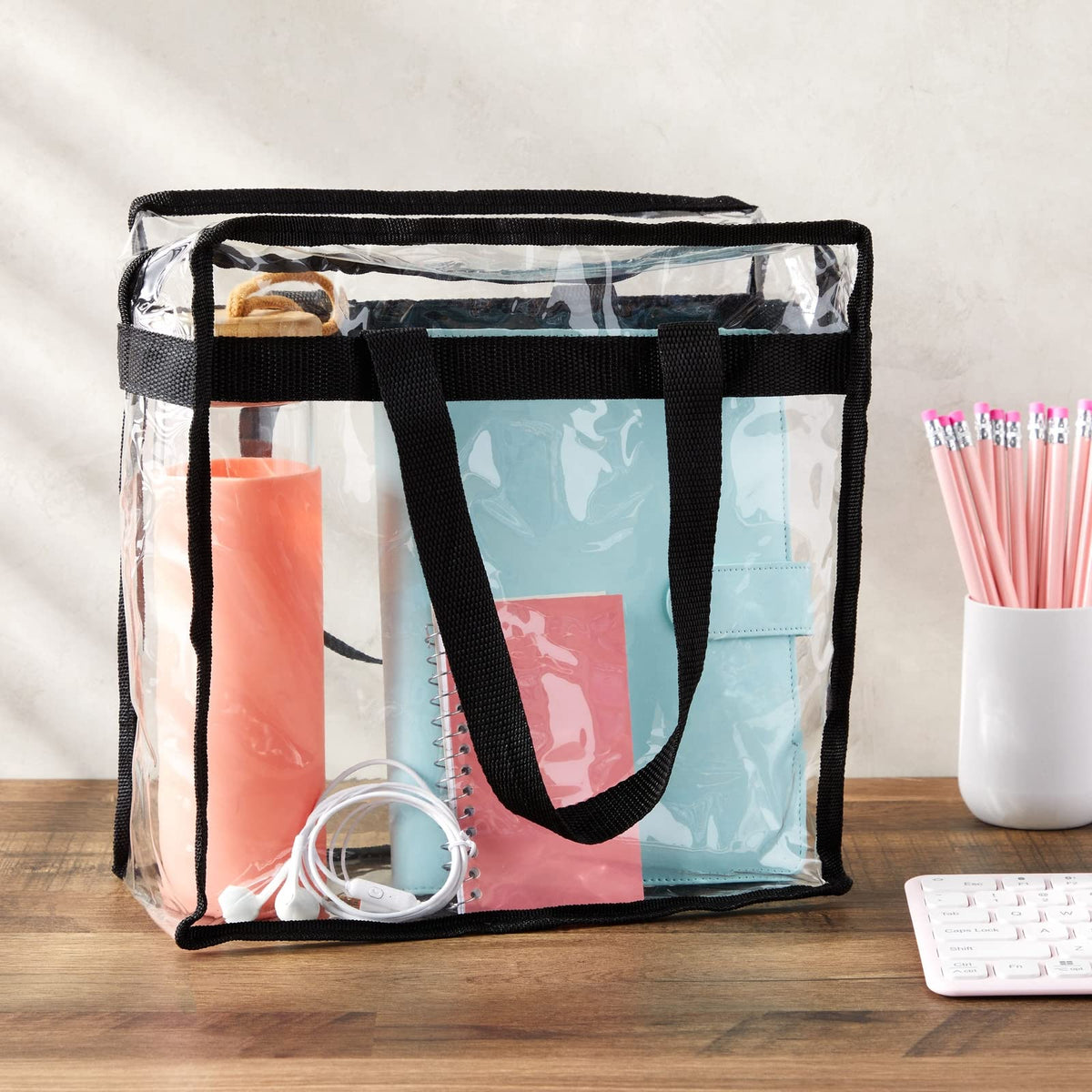 Juvale Stadium Approved Clear Tote - Venue Entry Ready Clear Stadium Bag - PVC Waterproof & Zipper on Plastic Tote Bag - Transparent Purses for Women - 4 Pack, 12 x 6 x 12 in