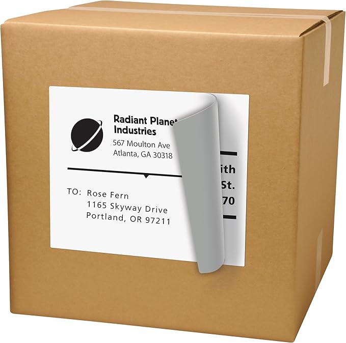 Avery Full-Sheet Printable Shipping Labels, 8.5" x 11" Customizable Stickers, White, 25 Blank Mailing Labels, Great for Mailing, Shipping, Organizing, and More (5265)