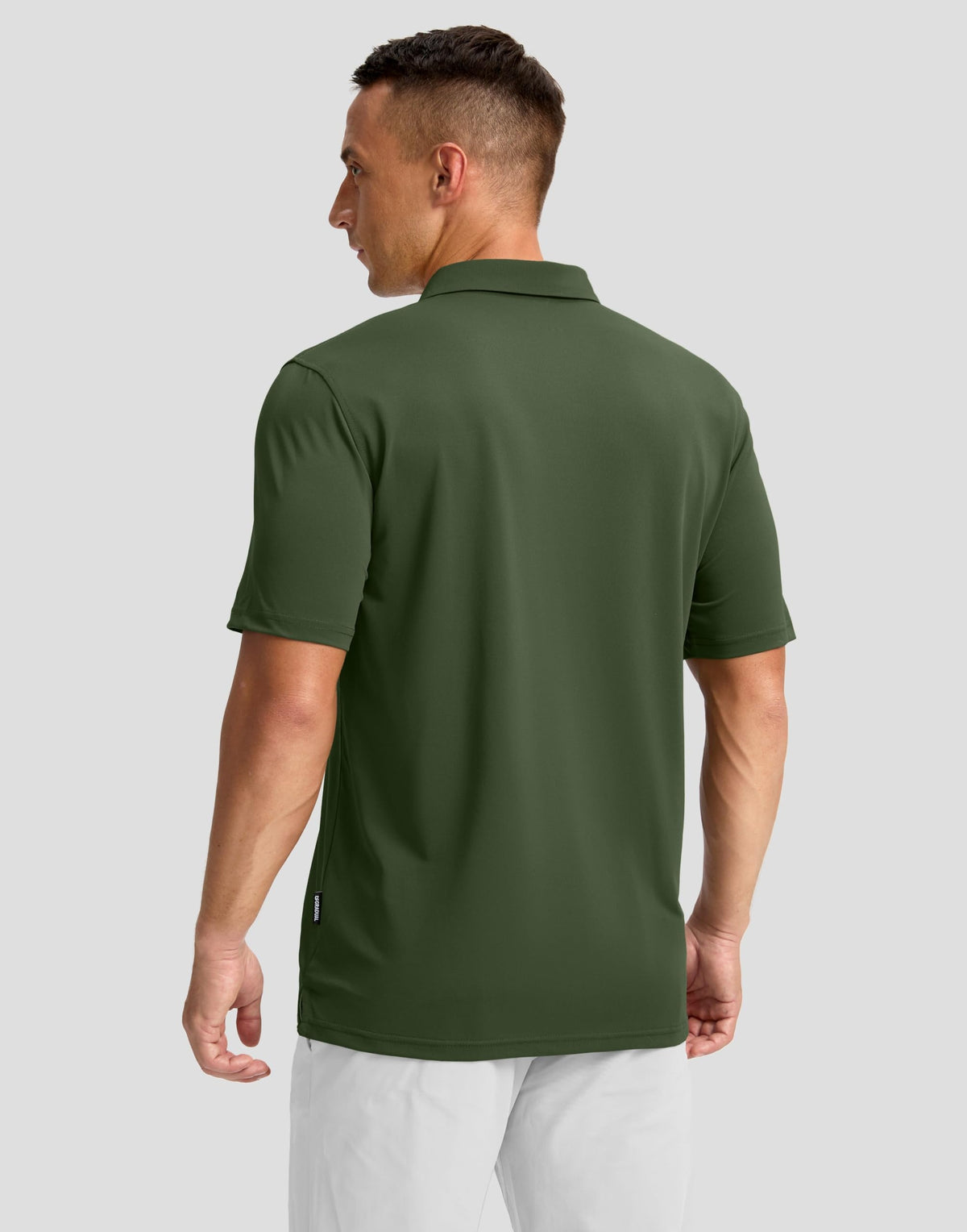 Men's Golf Shirts Dry Fit Moisture Wicking Performance Short Sleeve Collared Polo Shirts for Casual Tennis Bussiness (Dark Green Stripe, L)