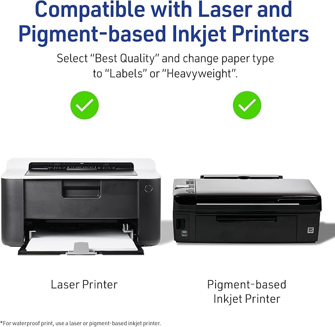 Avery Printable Sticker Paper, 8.5" x 11", Glossy Clear, Permanent Adhesive, Laser/Inkjet Compatible, 7 Full-Size Label Sheets, Great for Product Branding, Cute Stickers, Custom Signs, and More (4397)