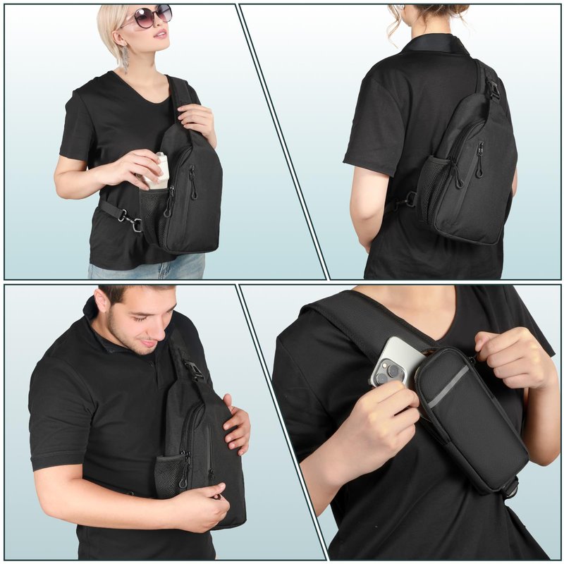 LarKoo CCW Sling Chest Bag - Tactical Crossbody Backpack for Concealed Carry with Hidden Holster Compartment | Mid-Zip Gun Pocket, Water-Resistant