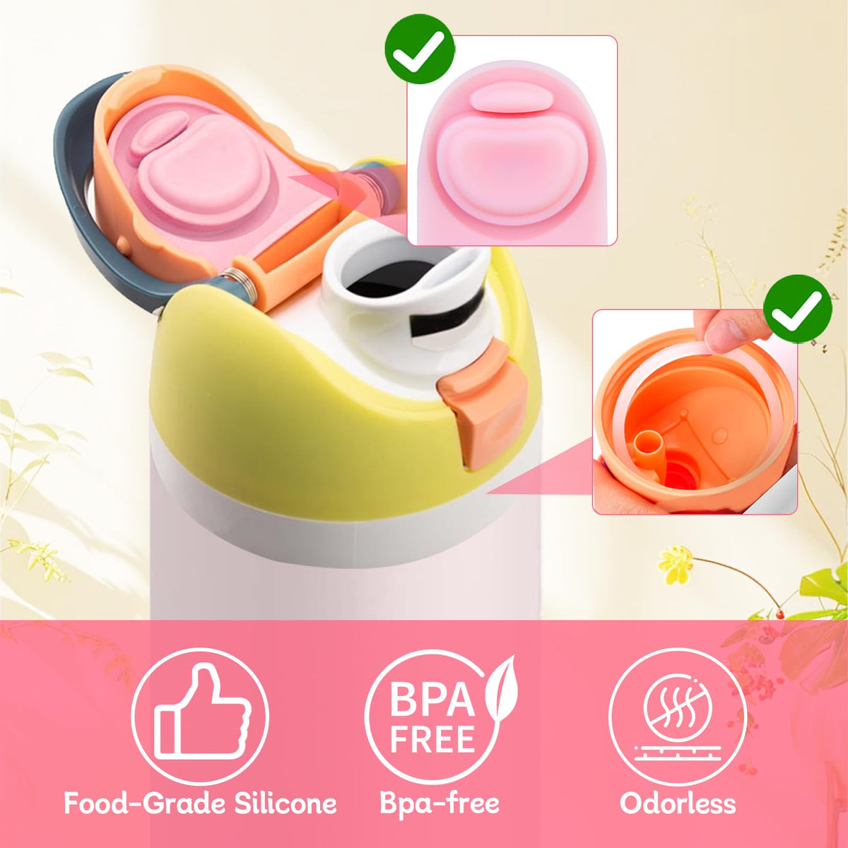 BMSQOFD 6 Sets Replacement Lid Rubber Seal Stopper and O Ring Gasket Compatible with Owala FreeSip 24 32 oz,Water Bottle Top Insert Cap Parts for Owala 16/19/24/25/32/40oz Mouthpiece Accessories QQ6