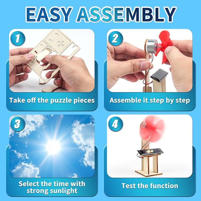 6 Pack STEM Science Kits for Kids Age 8-12, Solar Powered Fan 8-10, STEM Building Toys for Boys Girls Classroom Gifts, Electronic Motor Assembly Solar Kit, DIY Crafts Engineering Experiments