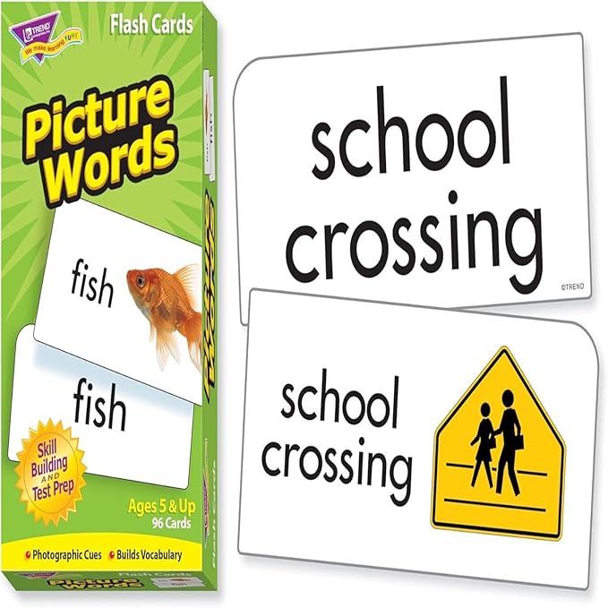 Trend Enterprises: Picture Words Skill Drill Flash Cards, Content-Rich Self-Checking Cards to Practice and Master, Great for Skill Building, 96 Cards Included, Ages 5 and Up