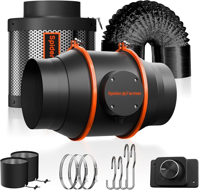 Spider Farmer Air Filtration Kit 6 Inch, Inline Duct Fan
