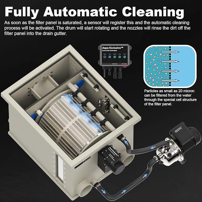 Rotary Drum Filter | RDF 8000GPH | Fully Automatic Water Filter System | Koi