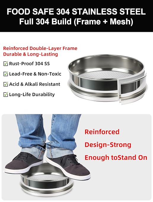 All 304 Stainless Steel 100 Mesh Test Sieve, 8 Inch/20cm Diameter, Fine Flour