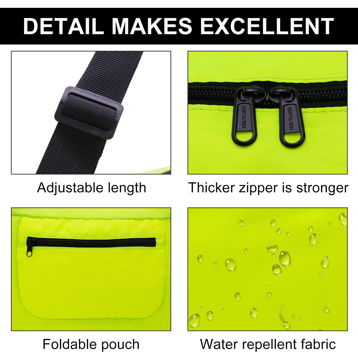 HOLYLUCK Foldable Travel Duffel Bag For Women & Men Luggage Great for Gym - Fluorescent yellow
