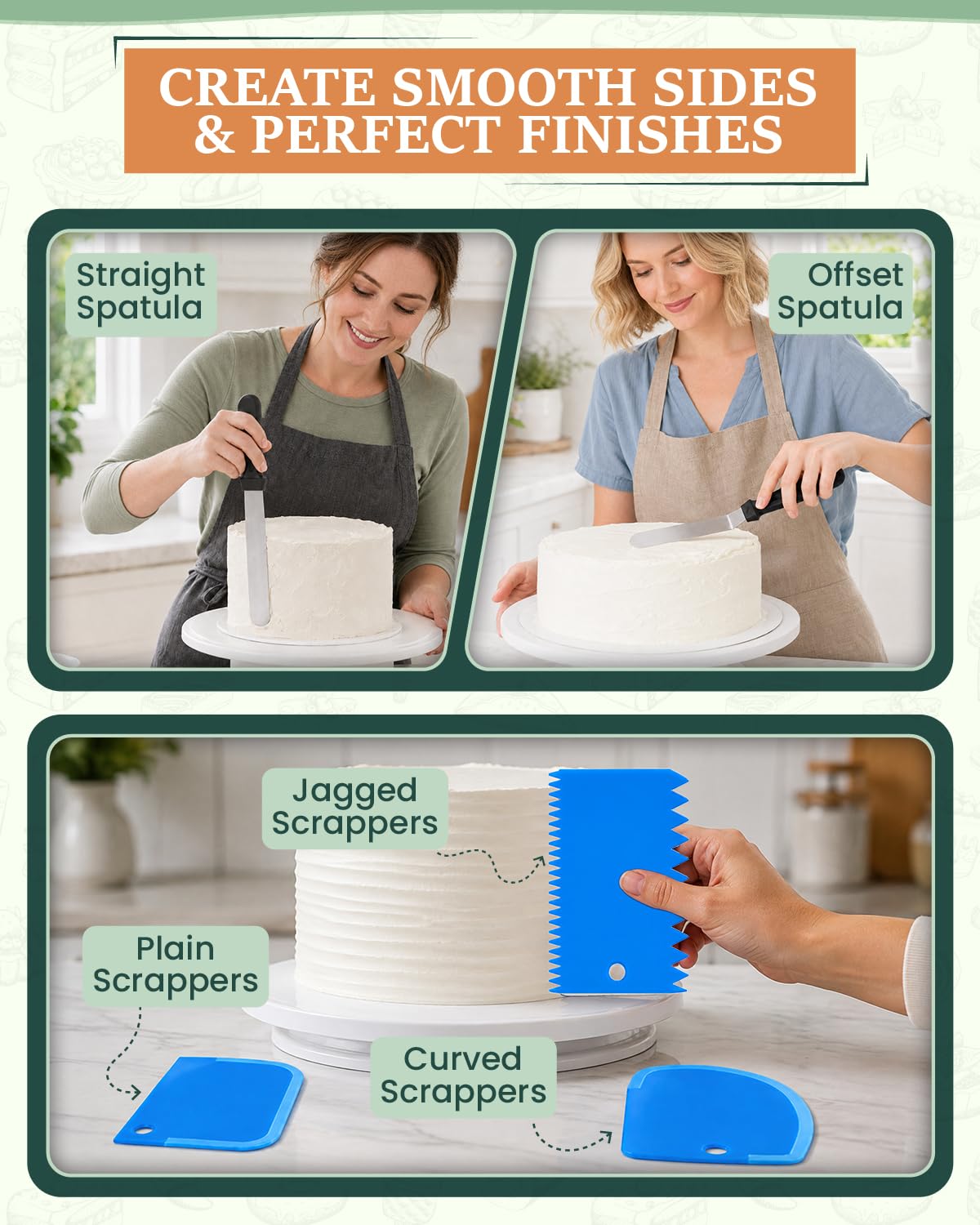 RFAQK 90PCs Cake Decorating Kit for Beginners, Baking Supplies Includes Cake Turntable, Cake Leveler, 24 Icing Piping Tips, 56 Piping Bags, 2 Couplers, Spatulas, Scrapers, Video Course and Booklet