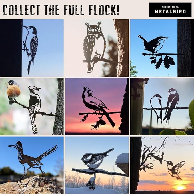 METALBIRD - Great Horned Owl - Outdoor Tree Ornaments in Corten Steel - Metal Art Proudly Made in The USA