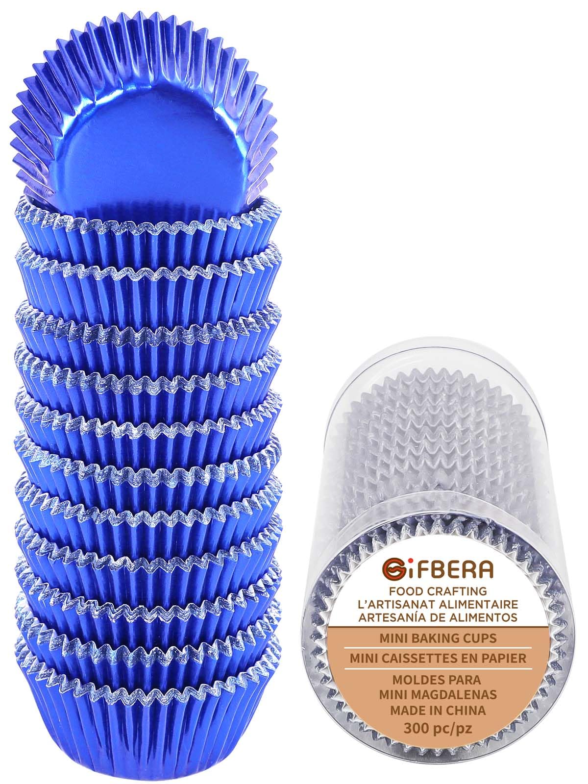 Gifbera Mini Foil Baking Cups Gold, 300-Count Bright Foil Paper Gold Cupcake Liners Mini Size