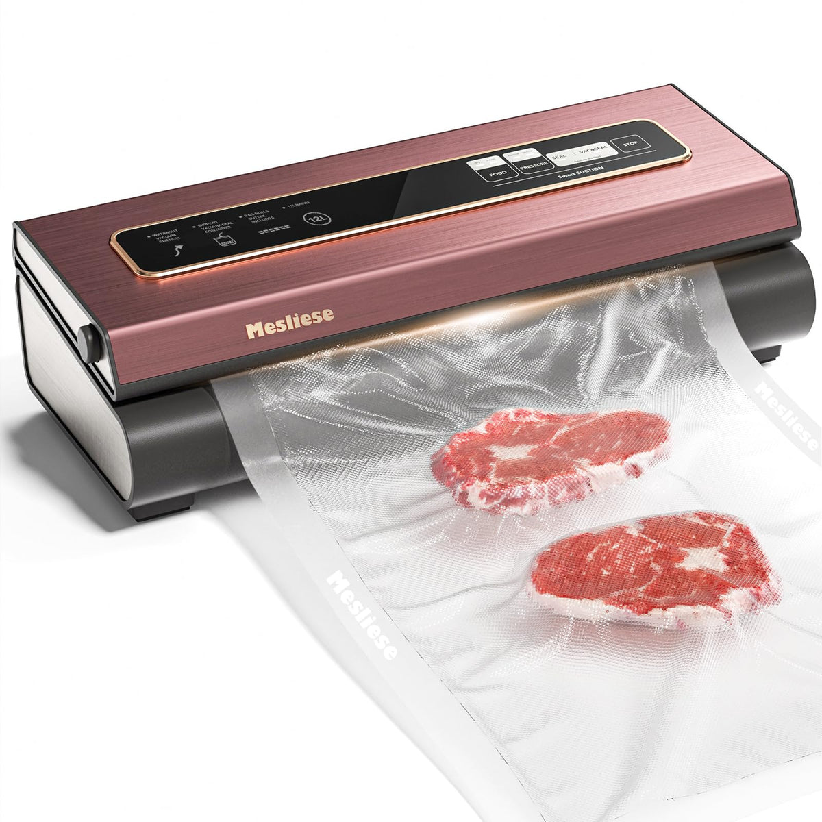 Mesliese 6in1 Vacuum Sealer, Dry/Moist Modes, 2 Bag Rolls & 5 Pre-cut Bags