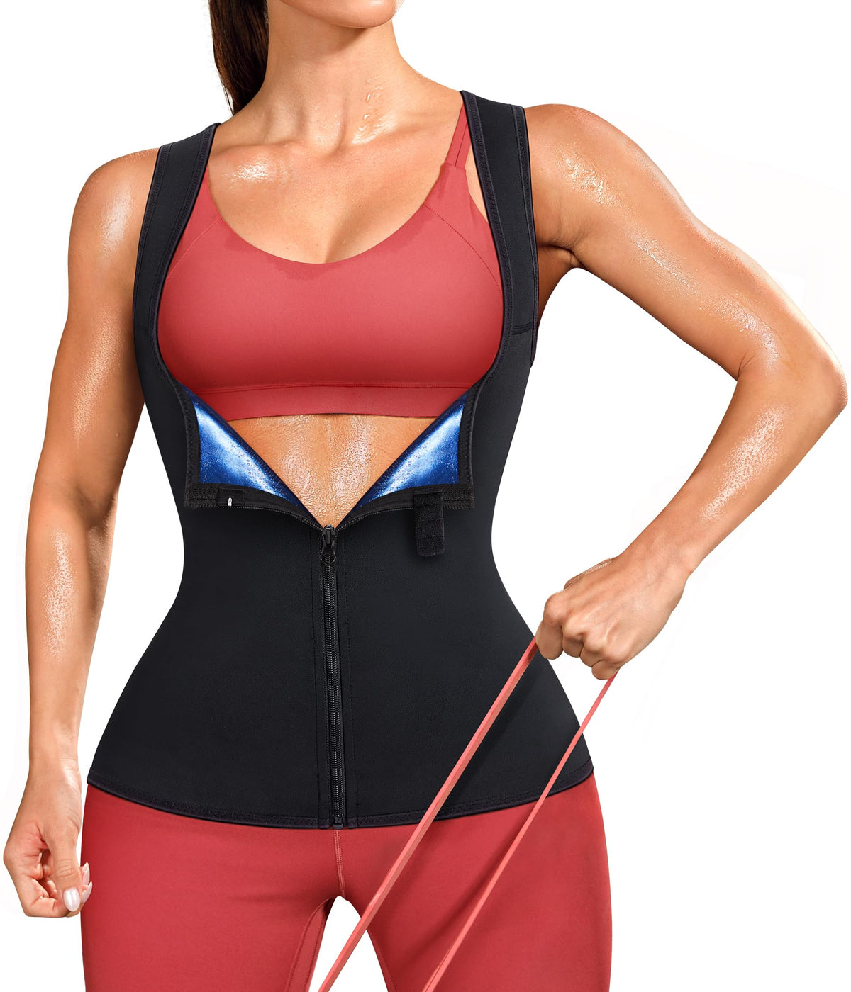 Junlan Waist Trainer for Women Sauna Suit Sweat Vest for Working Out Blue