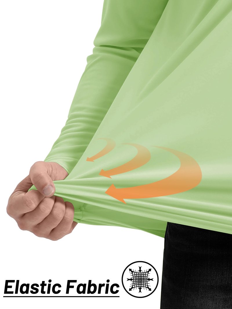 TACVASEN Athletic Quarter Zip Pullover Shirts for Men Running Shirts Quick Dry Sun Protection Sun Long Sleeve Beach UPF50+ T-Shirts Light Green
