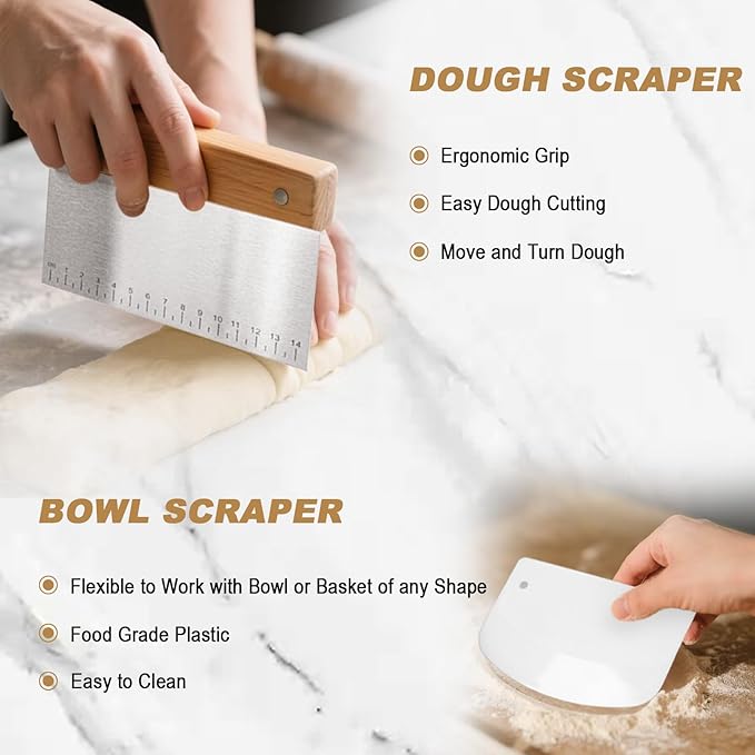 Sourdough Bread Proofing Basket Kit: 9"Round & 10" Oval Banneton Baking Set