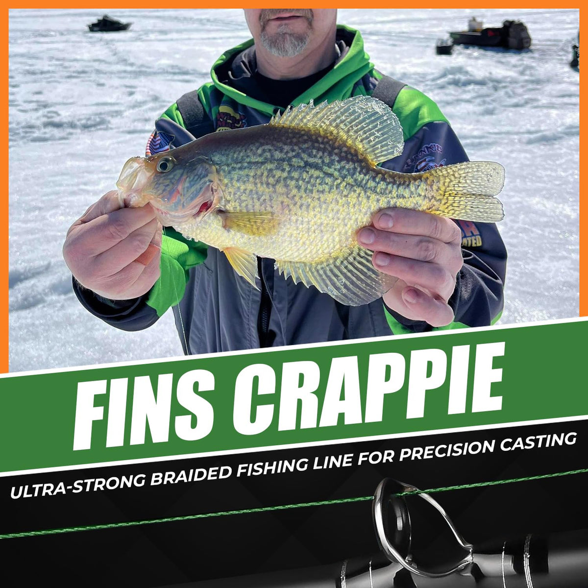 FINS Crappie Braided Fishing Line – Micro Diameter 4-Strand Ultralight Braid for Crappie, Perch, Sunfish and Panfish, High Visibility, Low Memory, Ultralight Freshwater Spinning Reel Braid