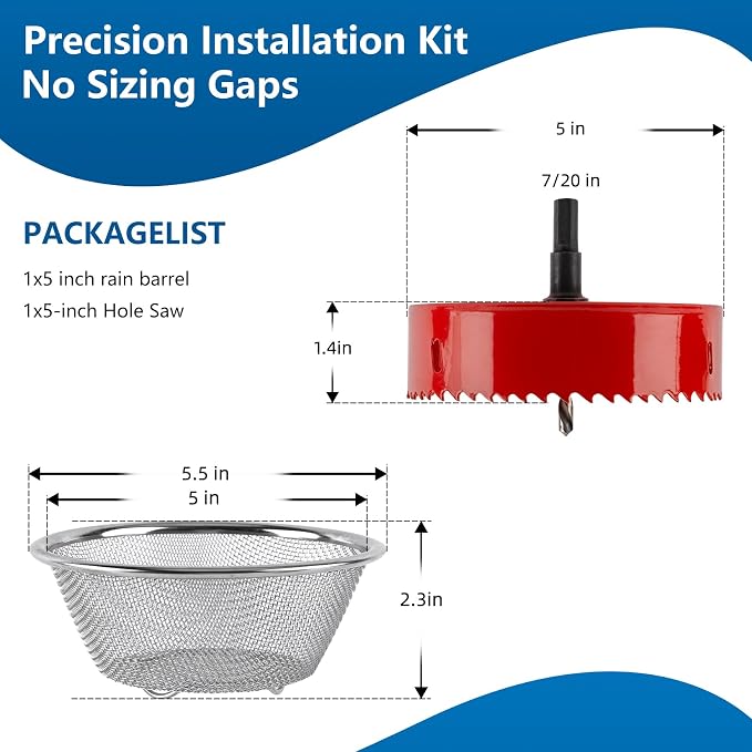5" Rain Barrel Screen Kit with Hole Saw Tool