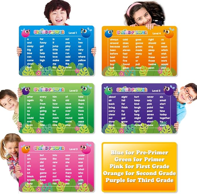 SpringFlower Sight Word Game, Sight Word Educational Toy for Age of 3,4,5,6 Year Old Kids, Boys & Girls,Homeschool,Visual, Tactile and Auditory Learning, 120 Pieces