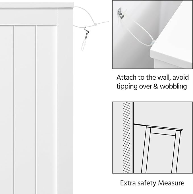 Yaheetech Large Bathroom Floor Cabinet with 4 Dawers and Single Door Cabinet, Freestanding Storage Cabinet for Living Room Kitchen Hallway, White