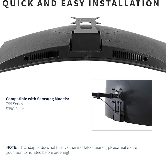 VIVO Quick Attach VESA Adapter Plate Bracket Designed for Samsung T55 Series Monitors, VESA up to 100x100, Black, MOUNT-SGT55