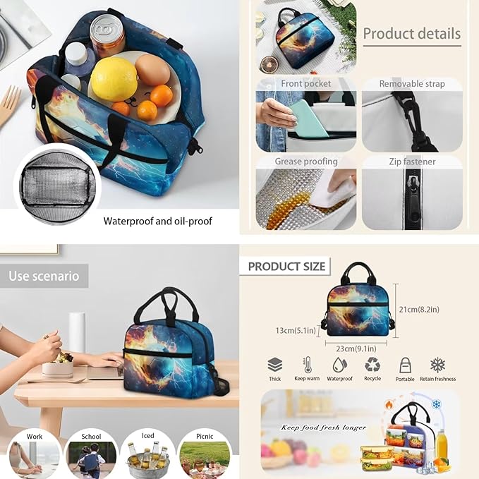 Fire Soccer Elementary Backpack Set for Boys, Large Boys Book Bag Teenage Backpacks for Boys Elementary Middle High School with Lunch Bag Pencil Case, Back to School Supplies, Blue