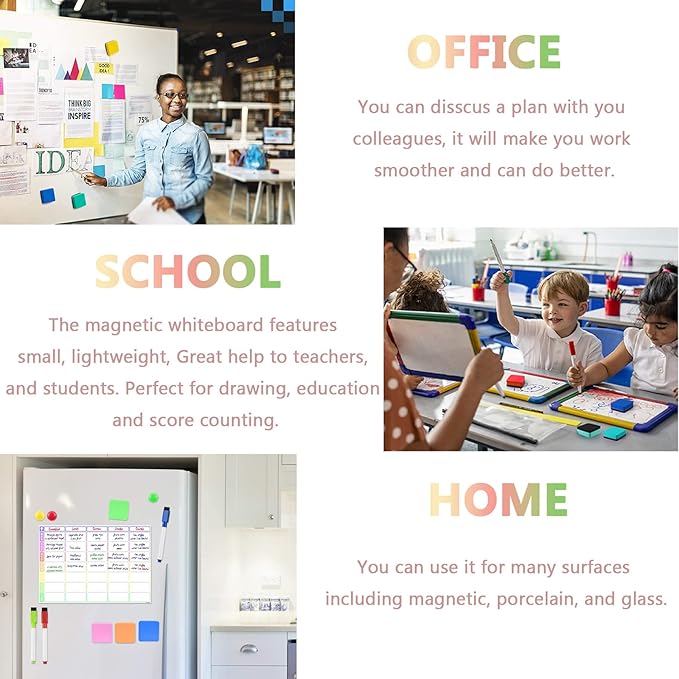 Dry Erase Erasers, AWOWZ 48 Pack Mini Magnetic Whiteboard Dry Eraser Chalkboard Cleaner Bulk for Home, Office and Classroom Teacher Kids Supplies (8 Color, 2 x 2 x 0.79 Inch)