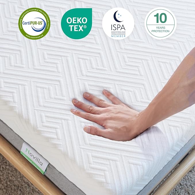 Novilla Mattress Twin XL, 8-Inch Gel Memory Foam Mattress for Pressure Relief, Enhanced Support & Plush Comfort, Twin XL Bed in a Box, Bliss