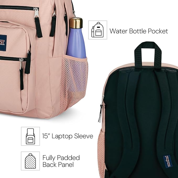 JanSport Laptop Backpack - Computer Bag with 2 Compartments, Ergonomic Shoulder Straps, 15” Laptop Sleeve, Haul Handle - Happy Hearts Black