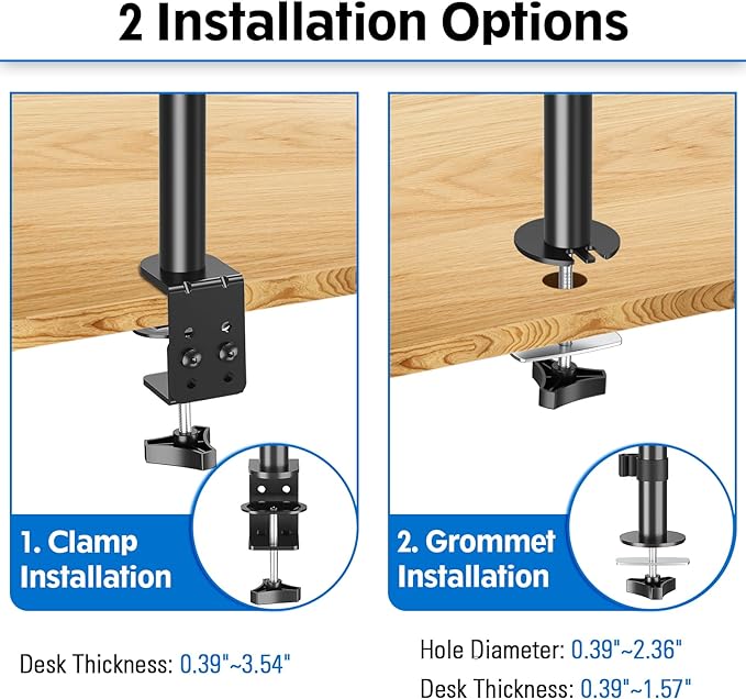 MOUNTUP Single Monitor Mount, Adjustable Monitor Stand for Max 32 Inch Flat Curved Computer Screen, Monitors Arm Desk Mount Fit VESA 75x75& 100x100, up to 17.6lbs, with C-Clamp and Grommet Base, Black