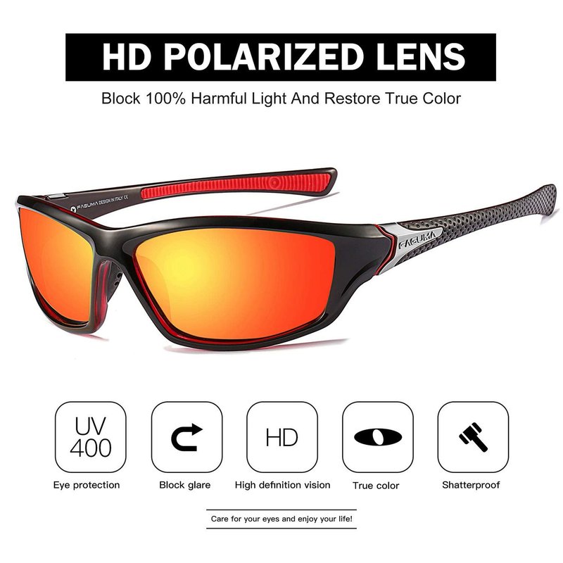 FAGUMA Sports Polarized Sunglasses For Men Cycling Driving Fishing UV400 Protection