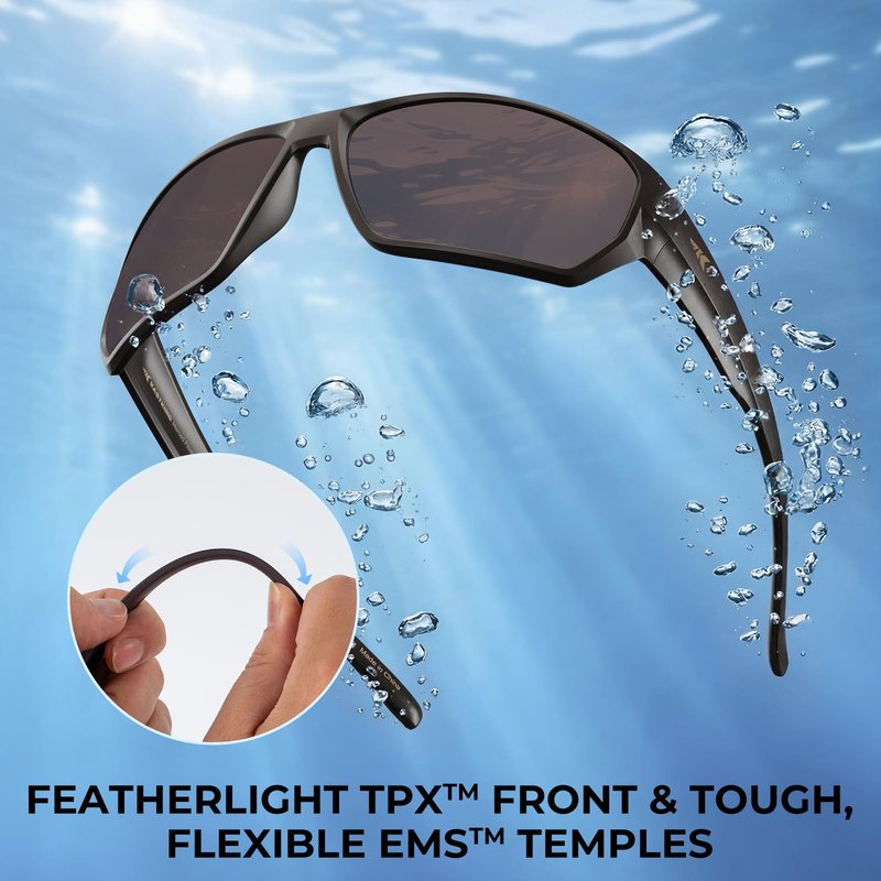 KastKing Merced Floating Polarized Sports Sunglasses, With PuriVex Protective Lens Coating, Lightweight TPX Frame, Men Women