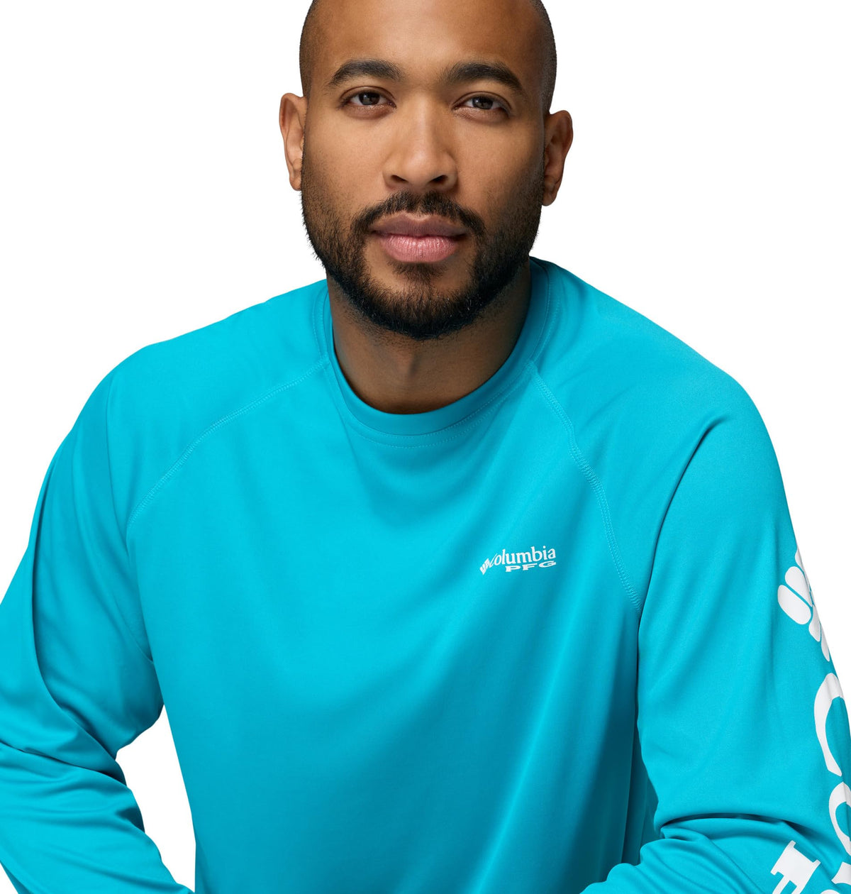Columbia Men's PFG Terminal Tackle Long Sleeve Fishing Shirt, Ocean Teal/White Logo, Medium