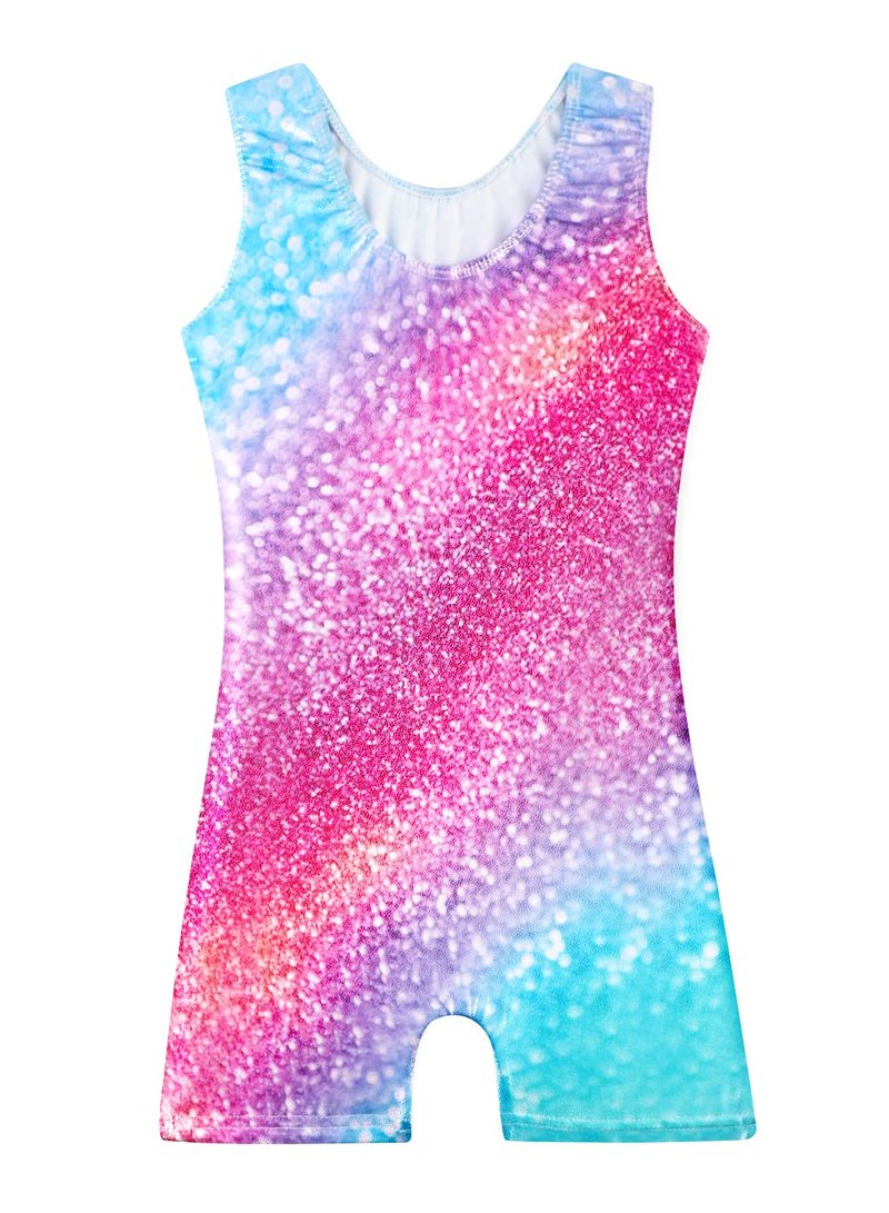 Belovance Girls Kids Leotards for Gymnastics 6 7 Kids Girls Dance Clothes Sleeveless Gymnastic Biketard Colorful Sparkle (Sparkle Rainbow, 6-7 Years)